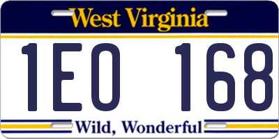 WV license plate 1EO168