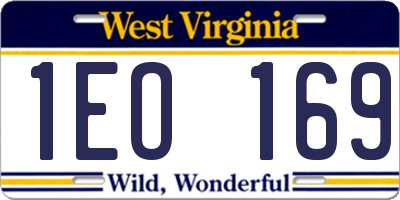 WV license plate 1EO169