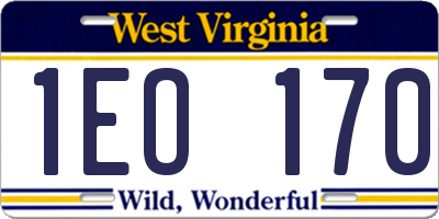 WV license plate 1EO170