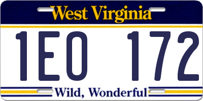 WV license plate 1EO172