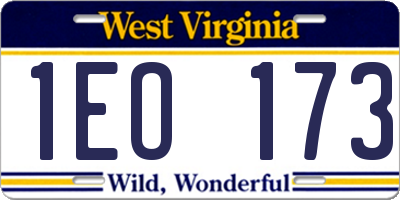 WV license plate 1EO173
