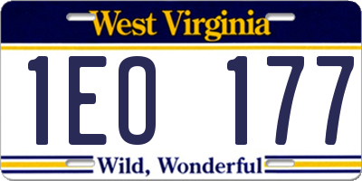 WV license plate 1EO177