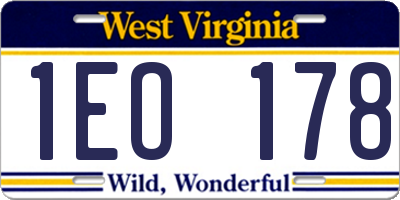 WV license plate 1EO178