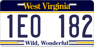 WV license plate 1EO182
