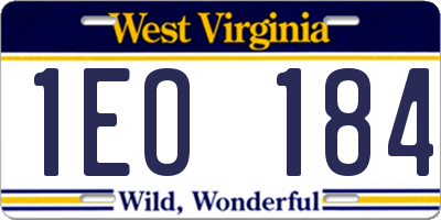 WV license plate 1EO184