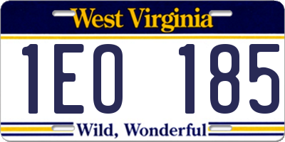 WV license plate 1EO185