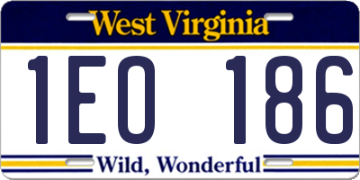 WV license plate 1EO186