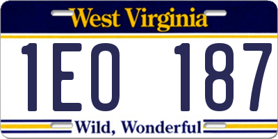 WV license plate 1EO187