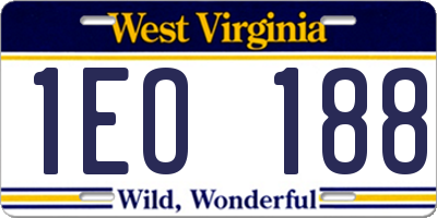 WV license plate 1EO188