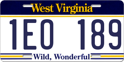 WV license plate 1EO189