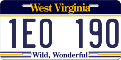 WV license plate 1EO190