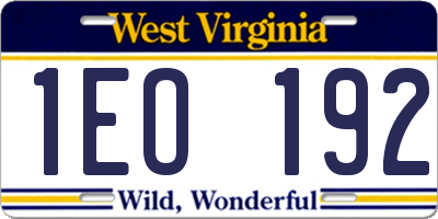 WV license plate 1EO192