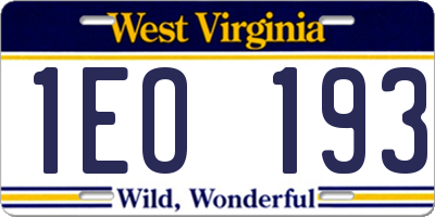 WV license plate 1EO193