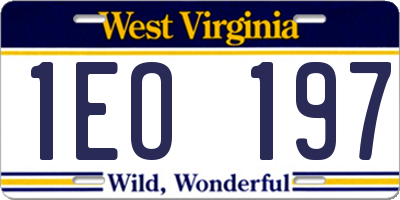 WV license plate 1EO197
