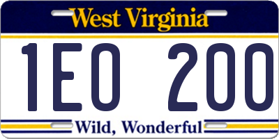 WV license plate 1EO200