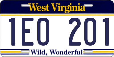 WV license plate 1EO201