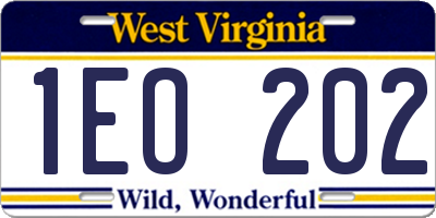 WV license plate 1EO202