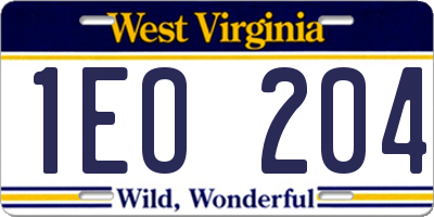 WV license plate 1EO204
