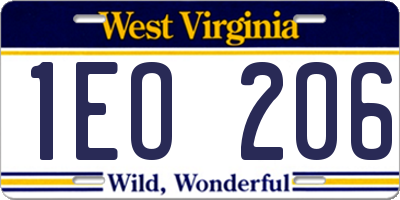 WV license plate 1EO206