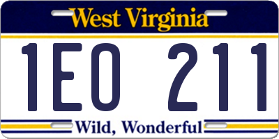 WV license plate 1EO211