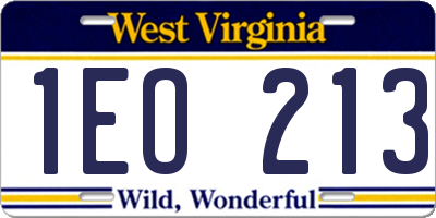 WV license plate 1EO213