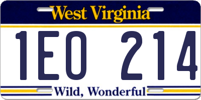 WV license plate 1EO214