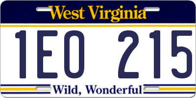 WV license plate 1EO215