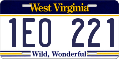 WV license plate 1EO221