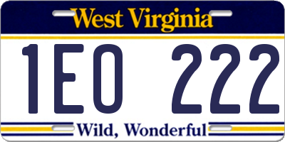 WV license plate 1EO222