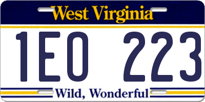 WV license plate 1EO223