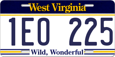 WV license plate 1EO225