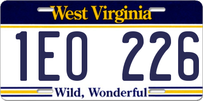 WV license plate 1EO226