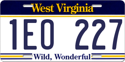 WV license plate 1EO227