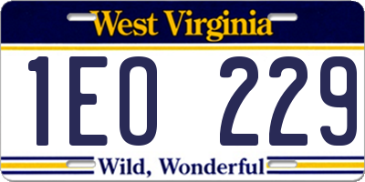 WV license plate 1EO229