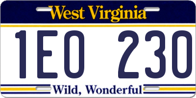 WV license plate 1EO230