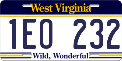 WV license plate 1EO232