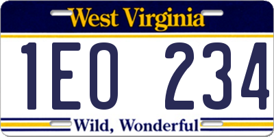 WV license plate 1EO234