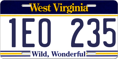 WV license plate 1EO235