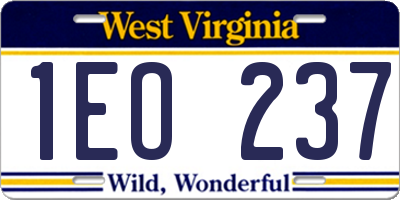 WV license plate 1EO237