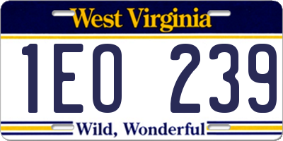 WV license plate 1EO239