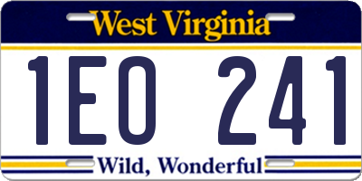 WV license plate 1EO241