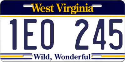 WV license plate 1EO245