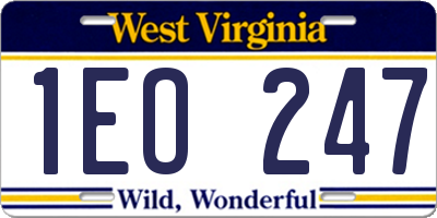 WV license plate 1EO247