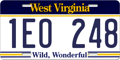 WV license plate 1EO248