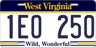 WV license plate 1EO250