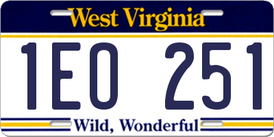 WV license plate 1EO251