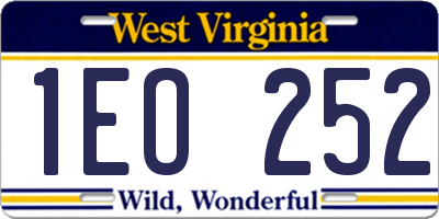 WV license plate 1EO252