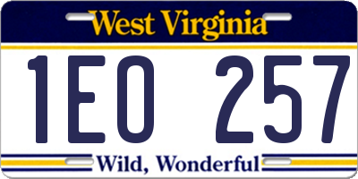 WV license plate 1EO257