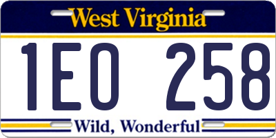WV license plate 1EO258