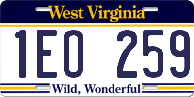 WV license plate 1EO259